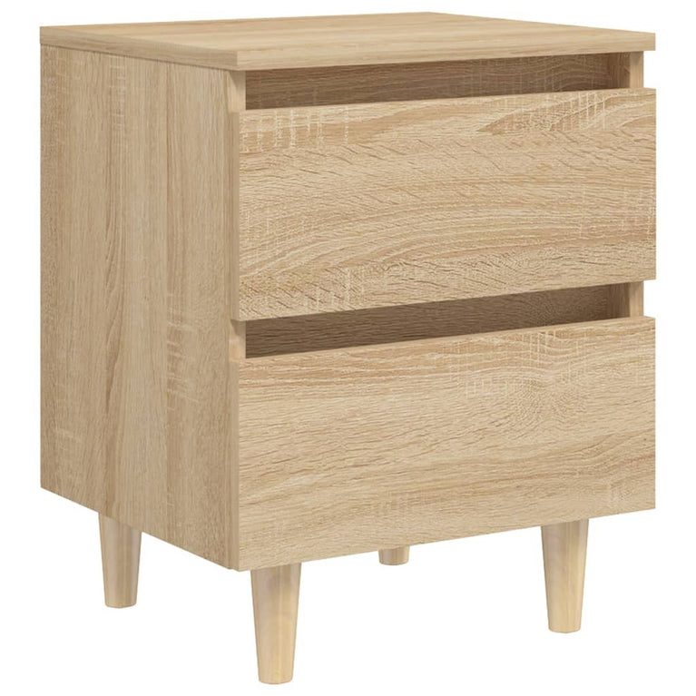 Nachtkastjes 2 st met houten poten 40x35x50cm sonoma eikenkleur MeubelReus