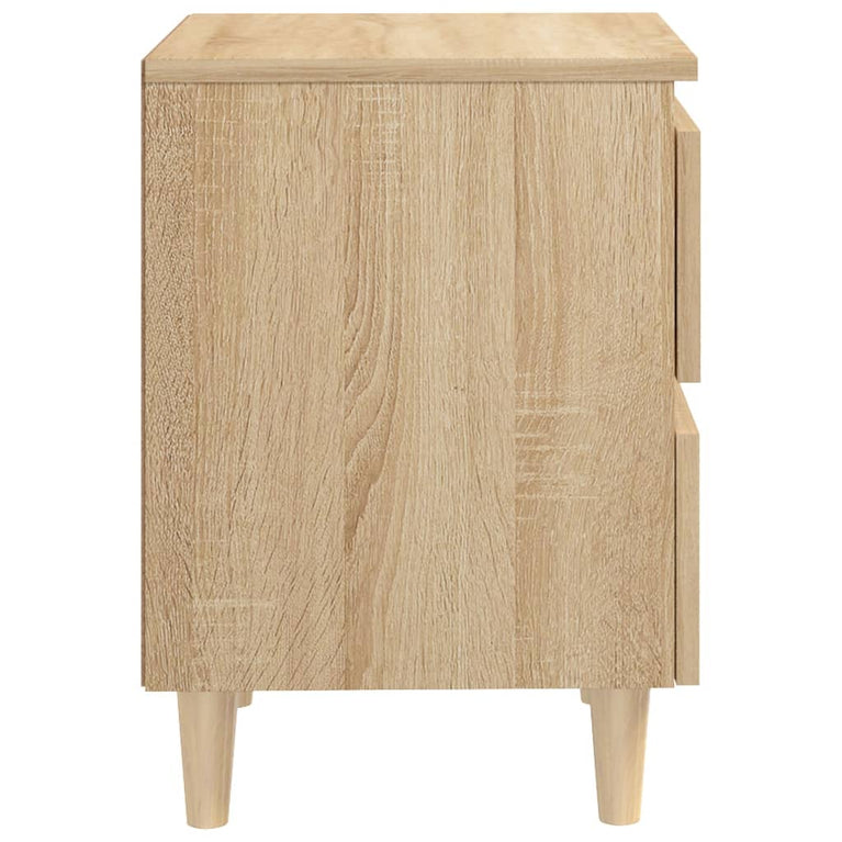 Nachtkastjes 2 st met houten poten 40x35x50cm sonoma eikenkleur MeubelReus