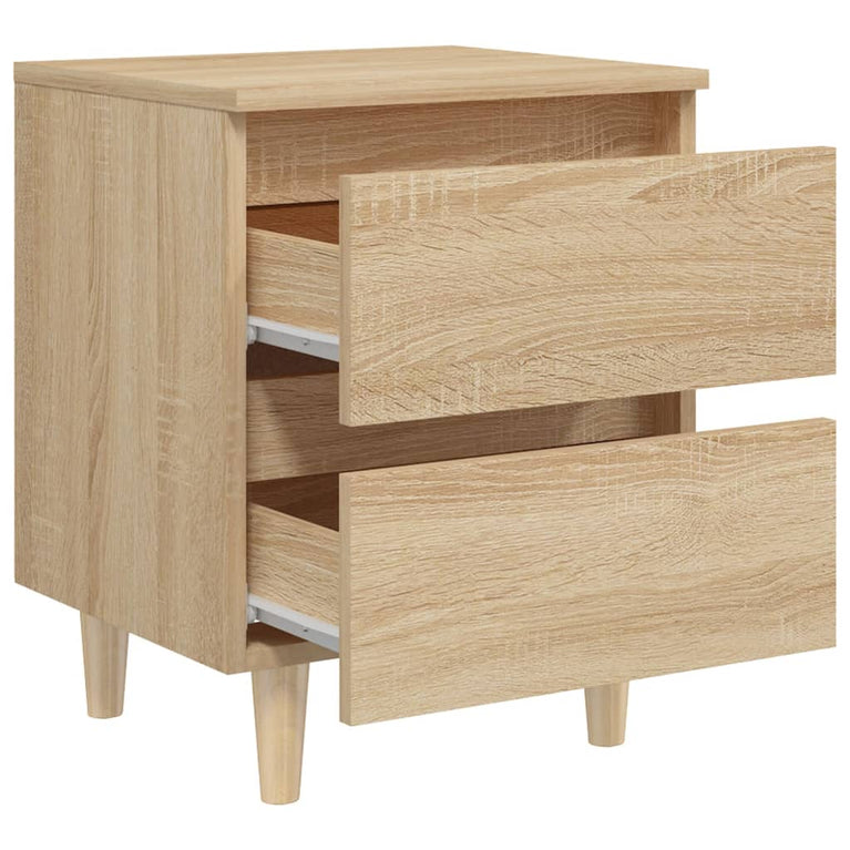 Nachtkastjes 2 st met houten poten 40x35x50cm sonoma eikenkleur MeubelReus