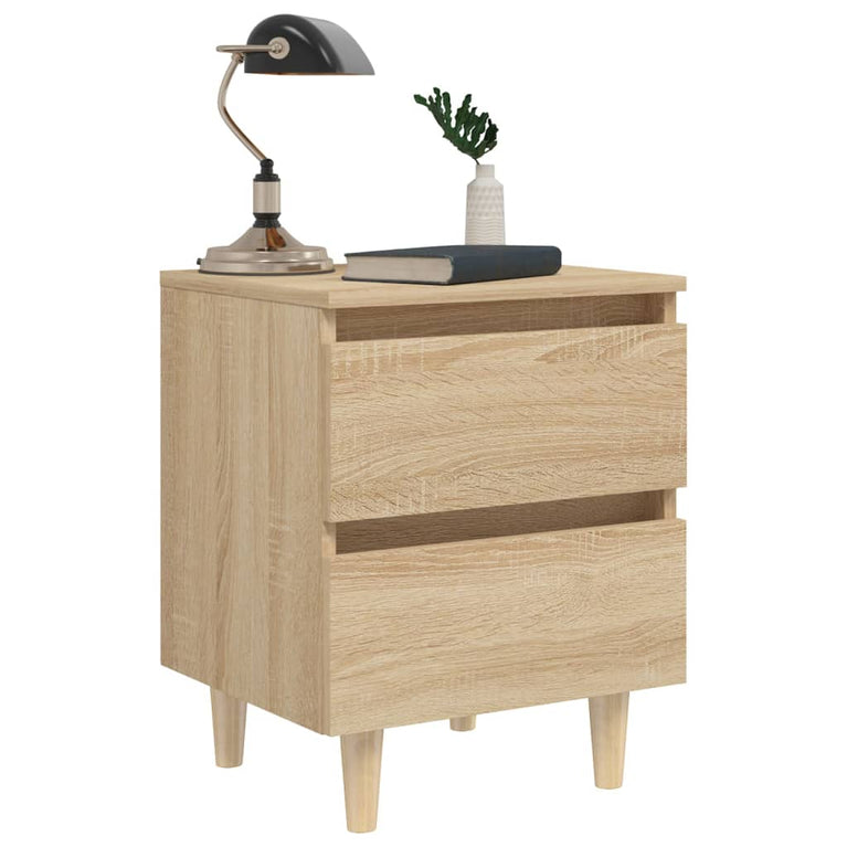 Nachtkastjes 2 st met houten poten 40x35x50cm sonoma eikenkleur MeubelReus
