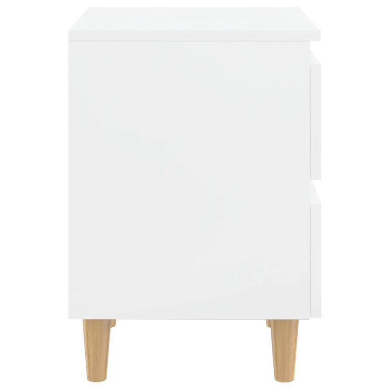 Nachtkastjes 2 st met houten poten 40x35x50 cm hoogglans wit MeubelReus
