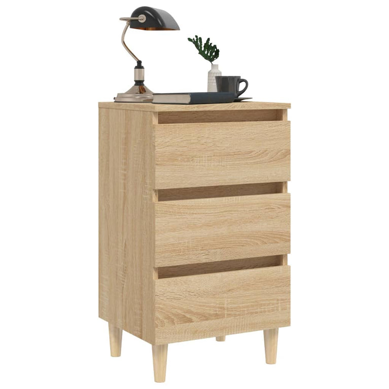 Nachtkastjes 2 st met houten poten 40x35x69 cm sonoma eiken