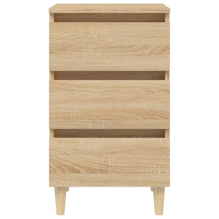 Nachtkastjes 2 st met houten poten 40x35x69 cm sonoma eiken