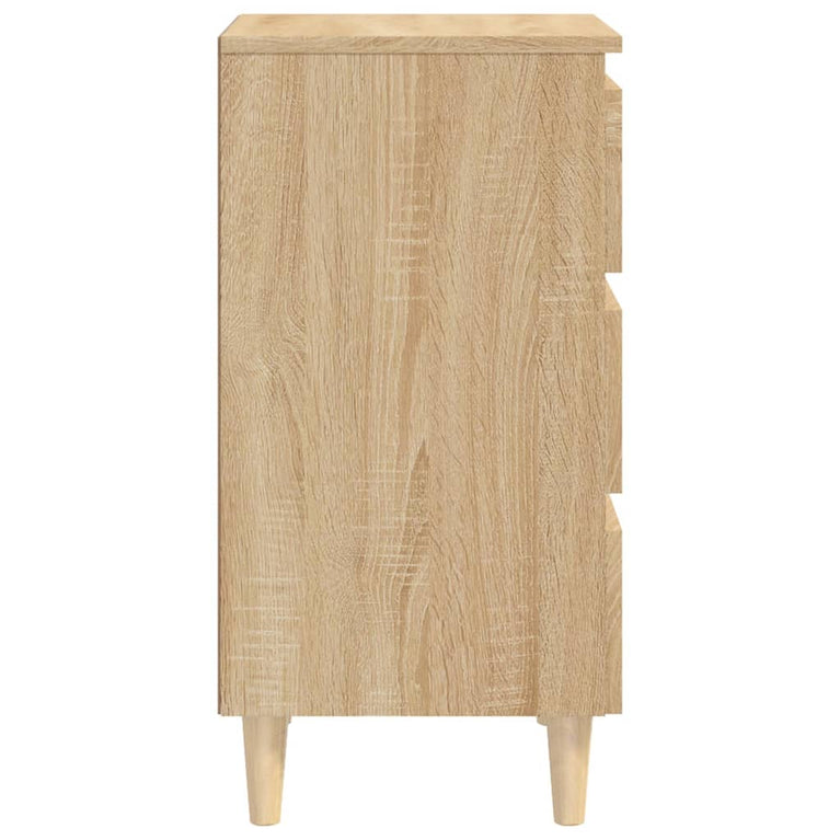 Nachtkastjes 2 st met houten poten 40x35x69 cm sonoma eiken