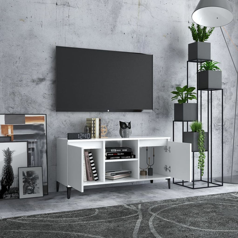 Tv-meubel met metalen poten 103,5x35x50 cm wit MeubelReus