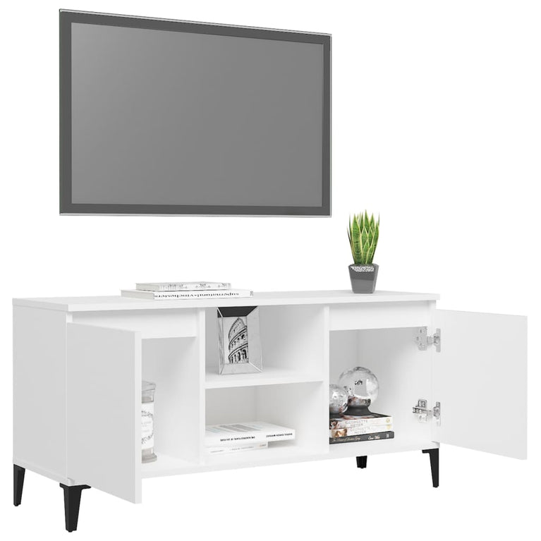 Tv-meubel met metalen poten 103,5x35x50 cm wit MeubelReus