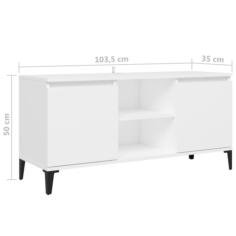 Tv-meubel met metalen poten 103,5x35x50 cm wit MeubelReus