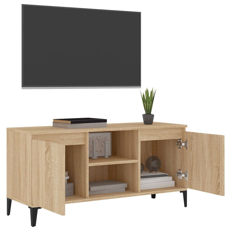 Tv-meubel met metalen poten 103,5x35x50 cm sonoma eikenkleurig MeubelReus