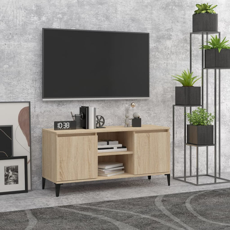Tv-meubel met metalen poten 103,5x35x50 cm sonoma eikenkleurig MeubelReus