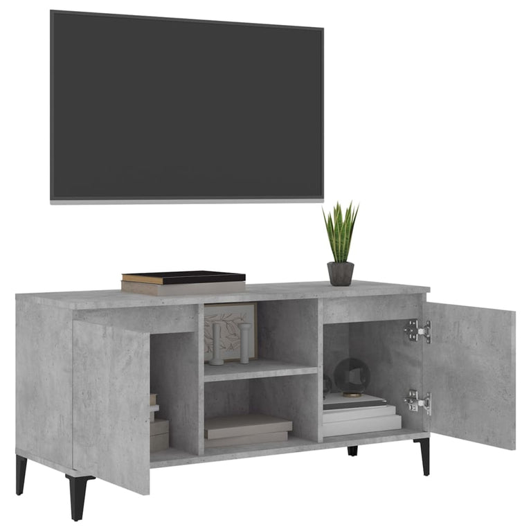 Tv-meubel met metalen poten 103,5x35x50 cm betongrijs MeubelReus