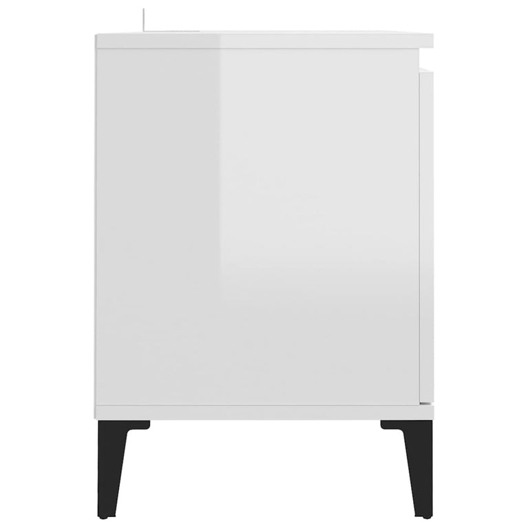 Tv-meubel met metalen poten 103,5x35x50 cm hoogglans wit