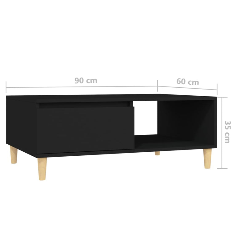Salontafel 90x60x35 cm spaanplaat zwart MeubelReus