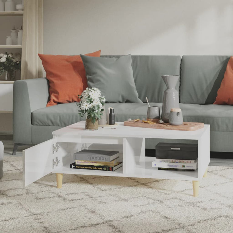 Salontafel 90x60x35 cm spaanplaat hoogglans wit MeubelReus