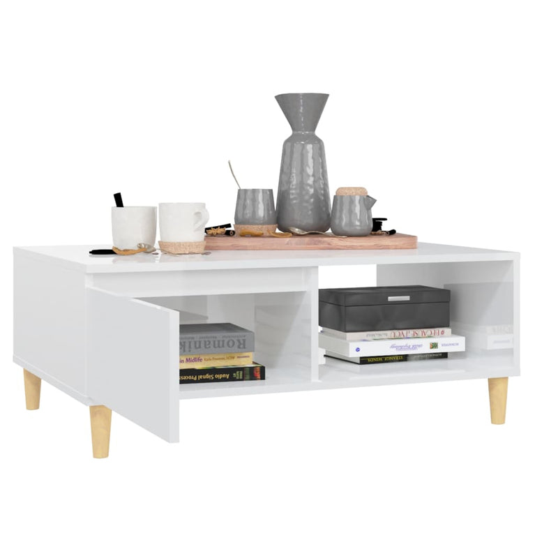 Salontafel 90x60x35 cm spaanplaat hoogglans wit MeubelReus