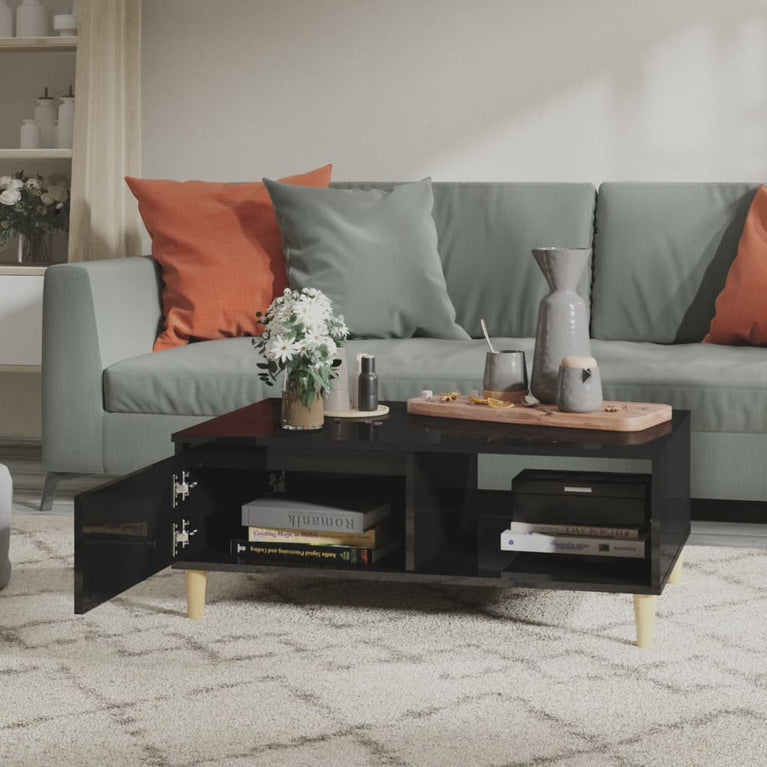 Salontafel 90x60x35 cm spaanplaat hoogglans zwart MeubelReus