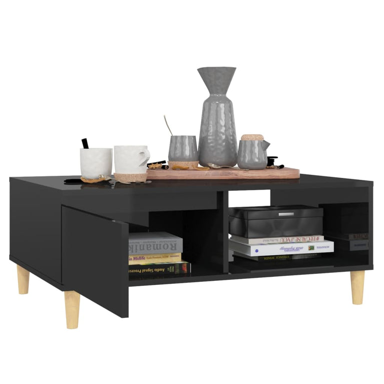 Salontafel 90x60x35 cm spaanplaat hoogglans zwart MeubelReus