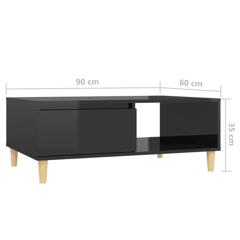 Salontafel 90x60x35 cm spaanplaat hoogglans zwart MeubelReus