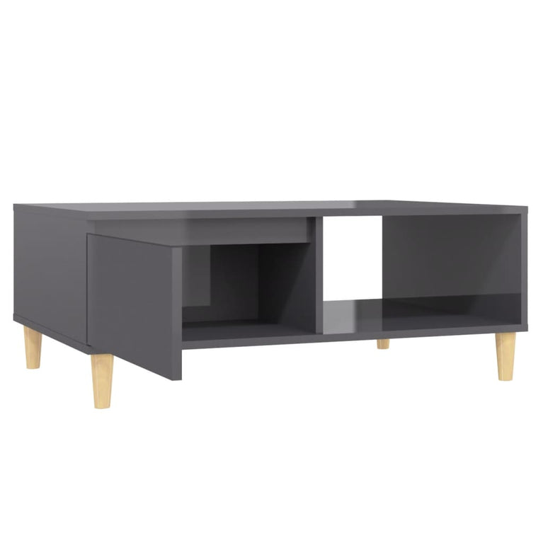 Salontafel 90x60x35 cm spaanplaat hoogglans grijs MeubelReus
