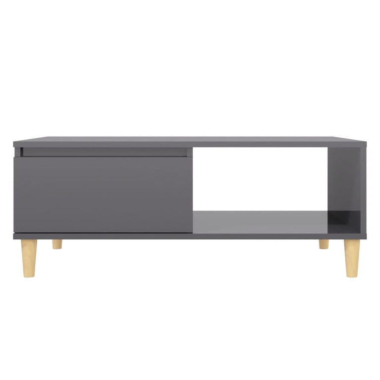 Salontafel 90x60x35 cm spaanplaat hoogglans grijs MeubelReus