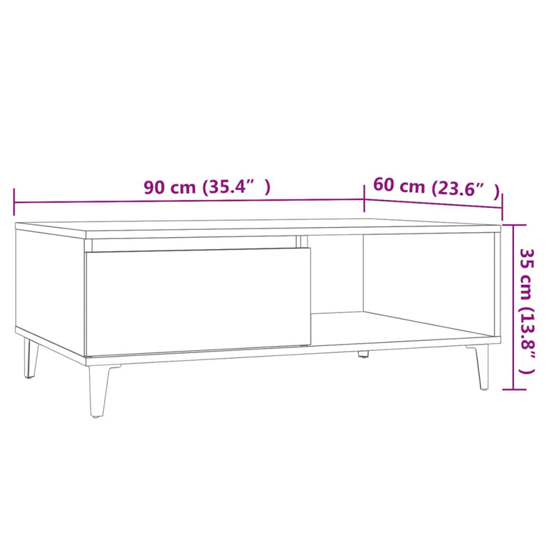 Salontafel 90x60x35 cm spaanplaat sonoma eikenkleurig MeubelReus