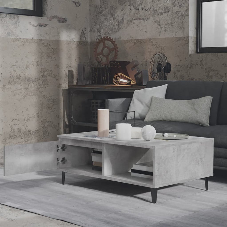 Salontafel 90x60x35 cm spaanplaat betongrijs MeubelReus