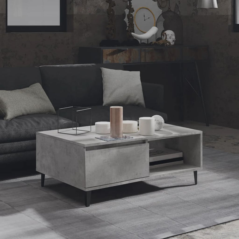 Salontafel 90x60x35 cm spaanplaat betongrijs MeubelReus
