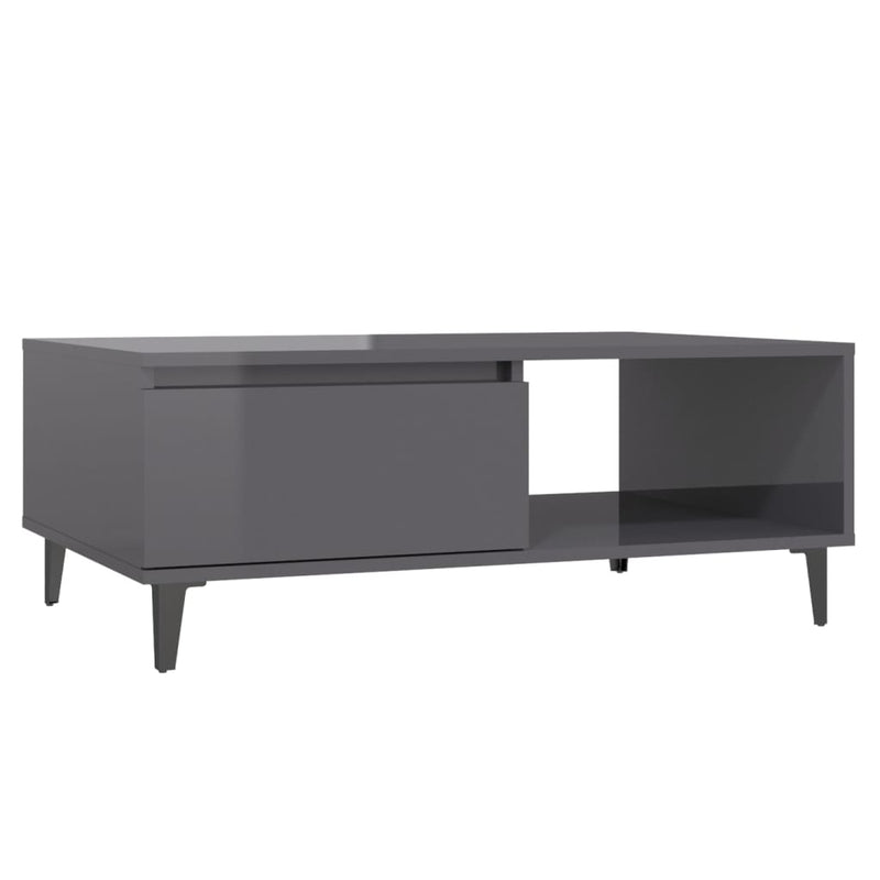 Salontafel 90x60x35 cm spaanplaat hoogglans grijs MeubelReus