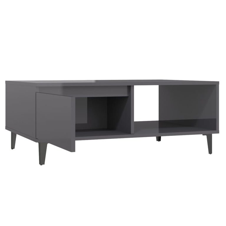 Salontafel 90x60x35 cm spaanplaat hoogglans grijs MeubelReus
