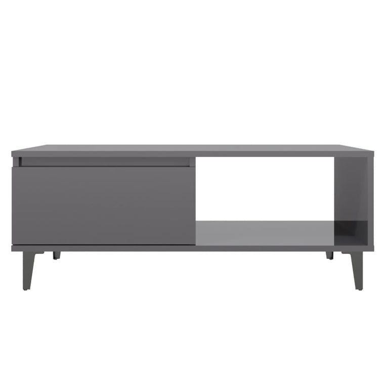 Salontafel 90x60x35 cm spaanplaat hoogglans grijs MeubelReus