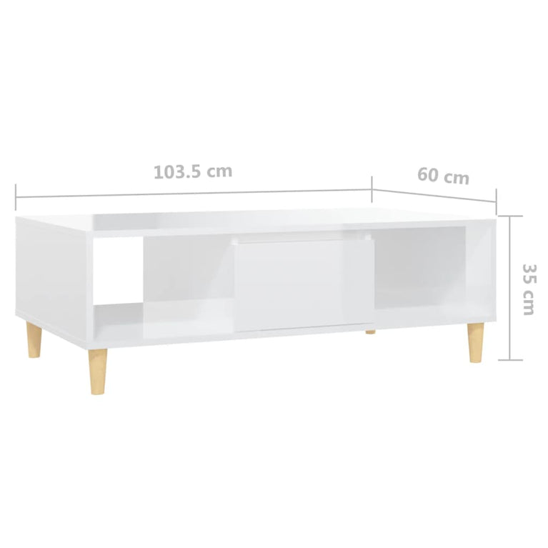 Salontafel 103,5x60x35 cm spaanplaat hoogglans wit MeubelReus