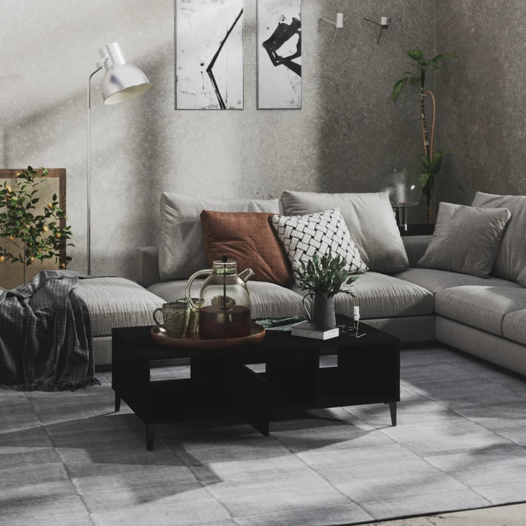 Salontafel 103,5x60x35 cm spaanplaat zwart MeubelReus