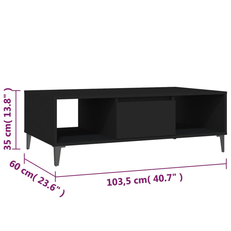 Salontafel 103,5x60x35 cm spaanplaat zwart MeubelReus