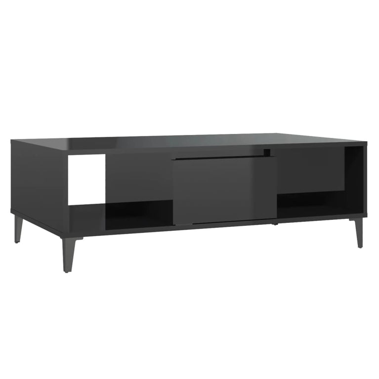 Salontafel 103,5x60x35 cm spaanplaat hoogglans zwart MeubelReus