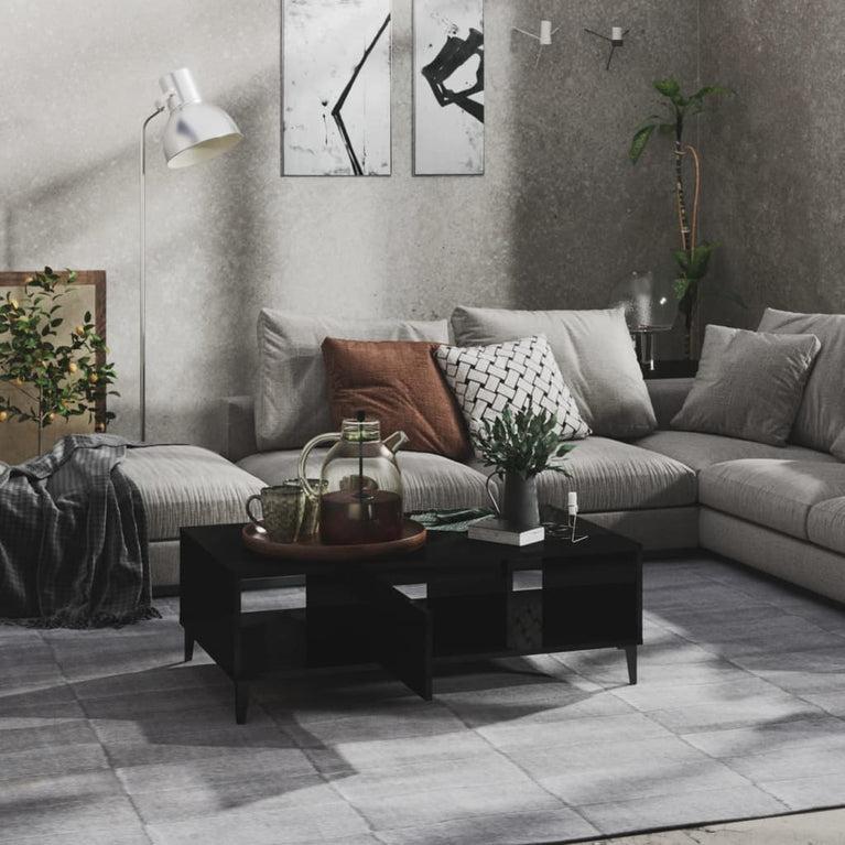 Salontafel 103,5x60x35 cm spaanplaat hoogglans zwart MeubelReus