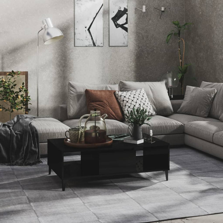 Salontafel 103,5x60x35 cm spaanplaat hoogglans zwart MeubelReus