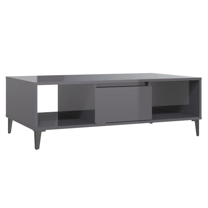 Salontafel 103,5x60x35 cm spaanplaat hoogglans grijs MeubelReus