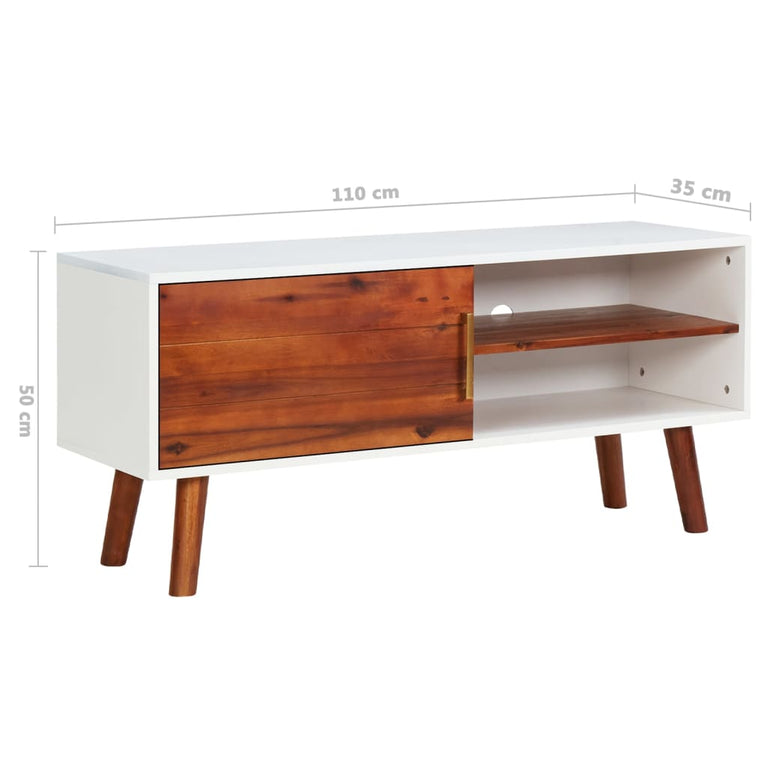 Tv-meubel 110x35x50 cm massief acaciahout en MDF MeubelReus