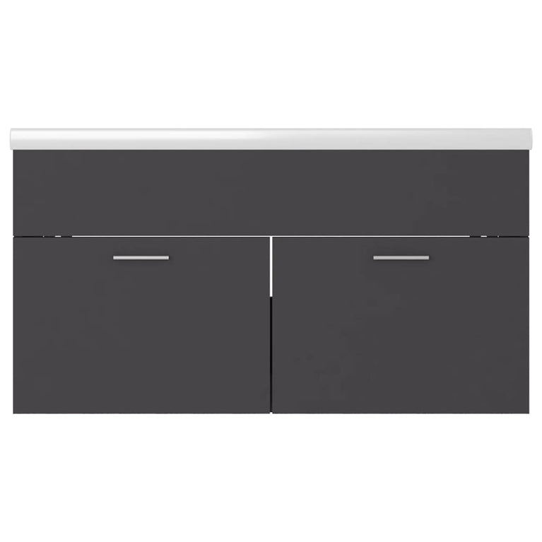 Wastafelkast met ingebouwde wastafel spaanplaat grijs