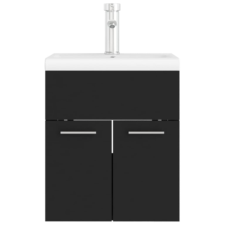 Wastafelkast met ingebouwde wastafel spaanplaat zwart MeubelReus