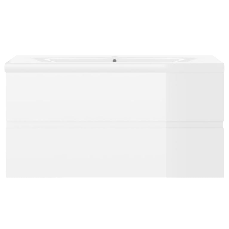 Wastafelkast met ingebouwde wastafel spaanplaat hoogglans wit MeubelReus