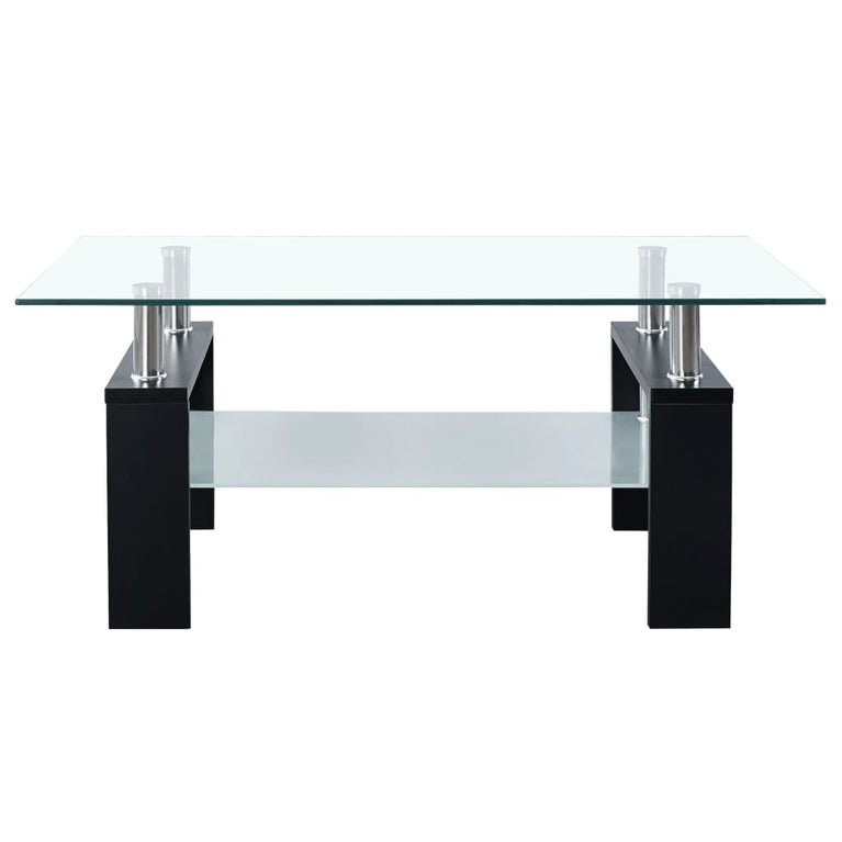Salontafel 95x55x40 cm gehard glas transparant en zwart