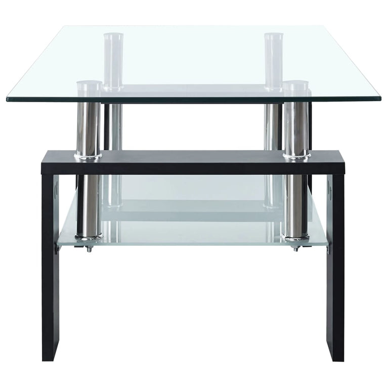 Salontafel 95x55x40 cm gehard glas transparant en zwart