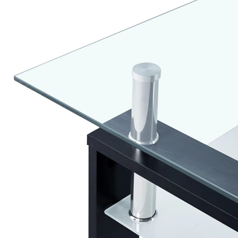 Salontafel 95x55x40 cm gehard glas transparant en zwart