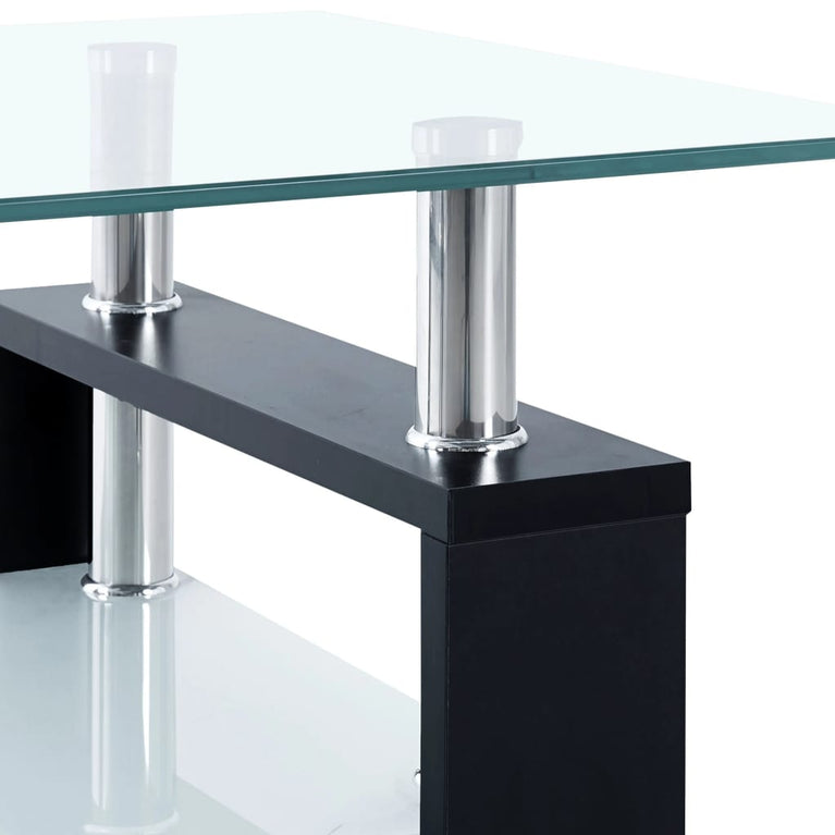 Salontafel 95x55x40 cm gehard glas transparant en zwart