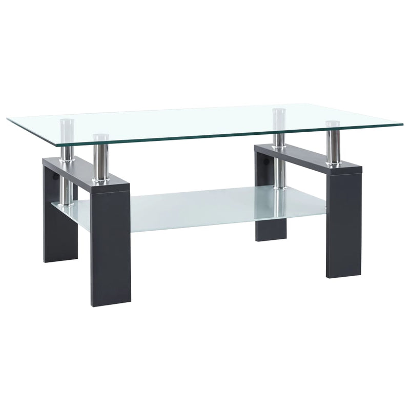 Salontafel 95x55x40 cm gehard glas transparant en grijs