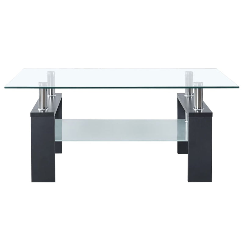 Salontafel 95x55x40 cm gehard glas transparant en grijs