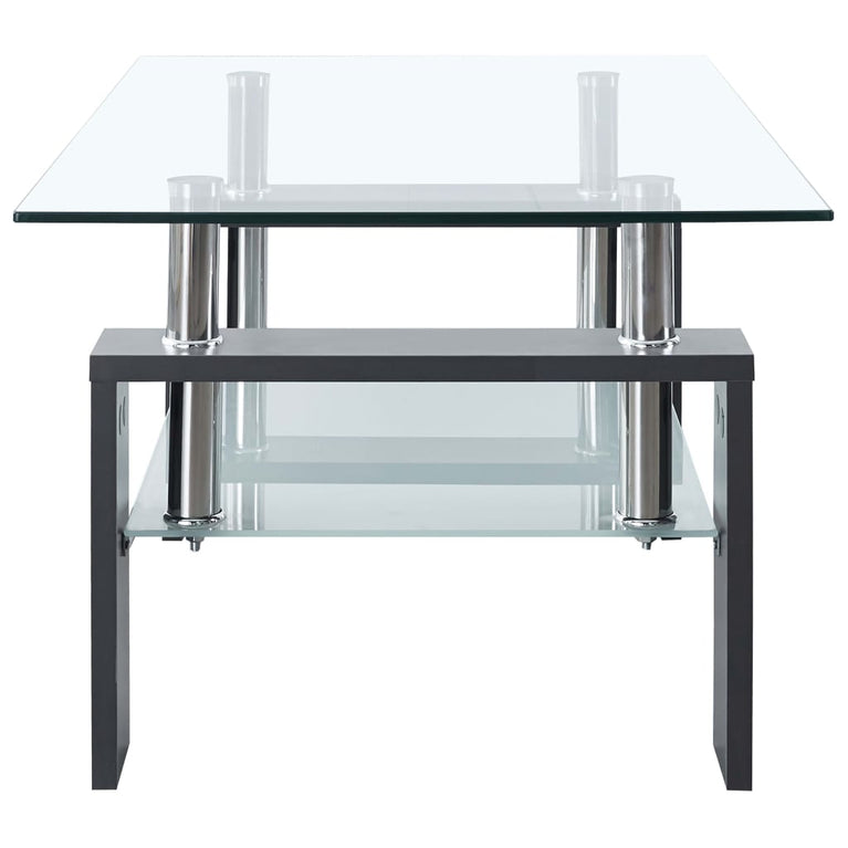 Salontafel 95x55x40 cm gehard glas transparant en grijs