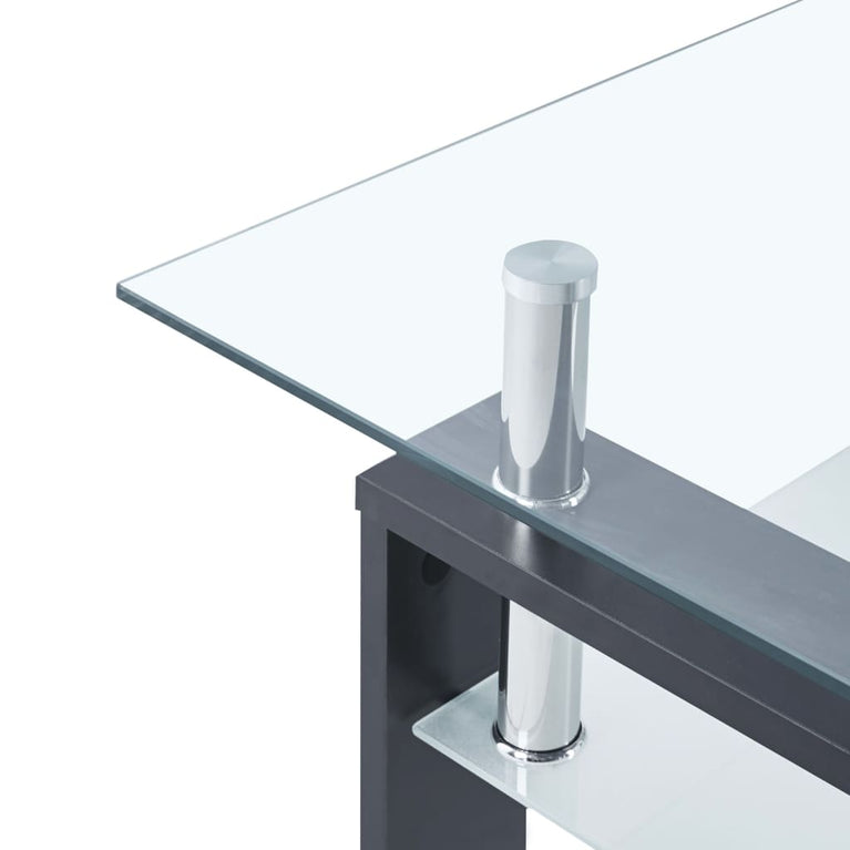 Salontafel 95x55x40 cm gehard glas transparant en grijs