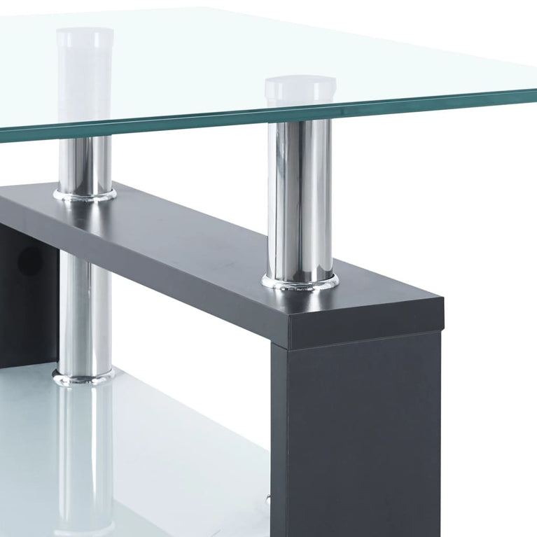 Salontafel 95x55x40 cm gehard glas transparant en grijs