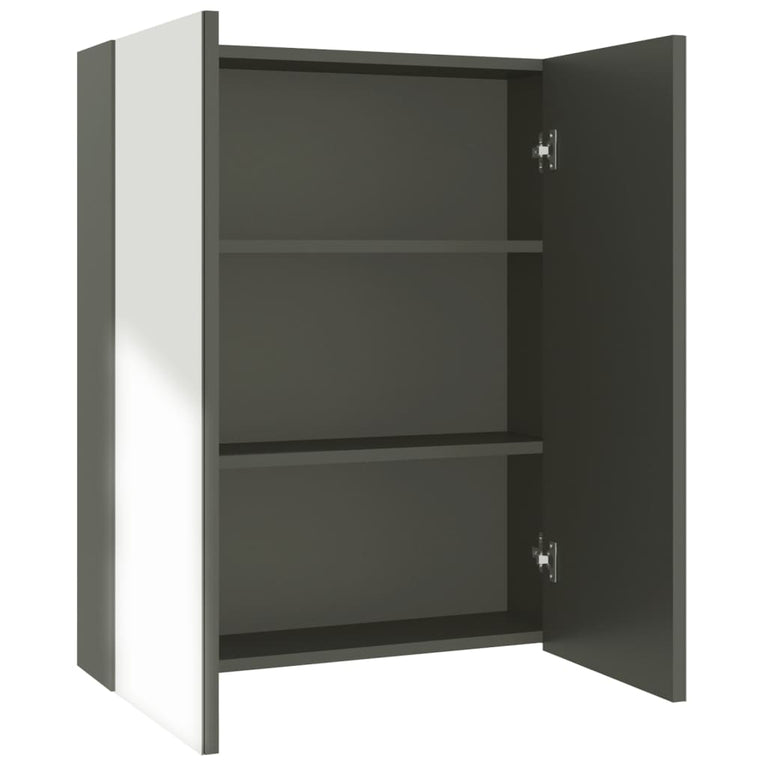 Badkamerkast met spiegel 60x15x75 cm MDF grijs MeubelReus
